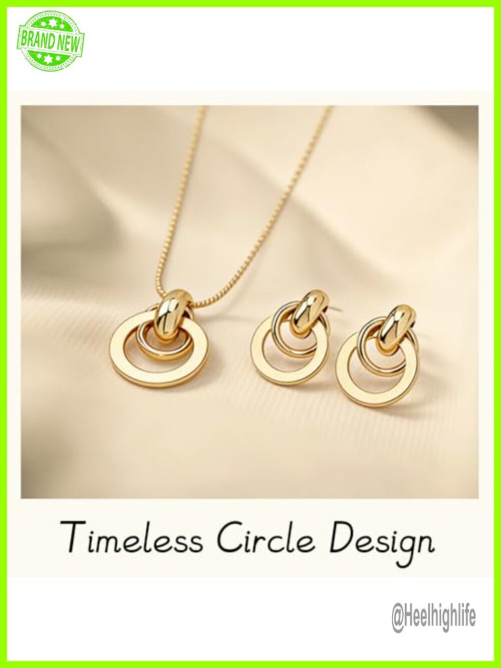 14K Gold Plated Knot Jewelry Set Necklace & Drop Earrings Stainless Steel - Picture 4 of 5